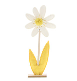 fleur feutre déco debout 50 cm debout blanc