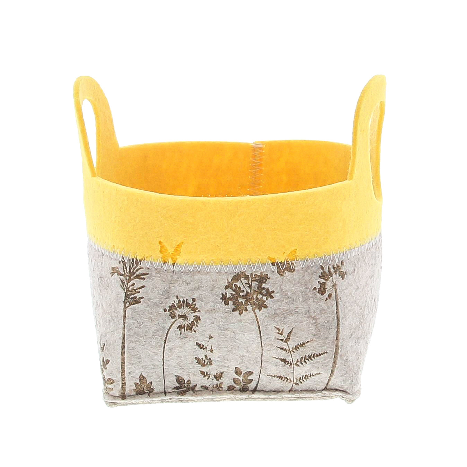 "Sunny" basket with 2 ears diam. 19 cm grey-yellow