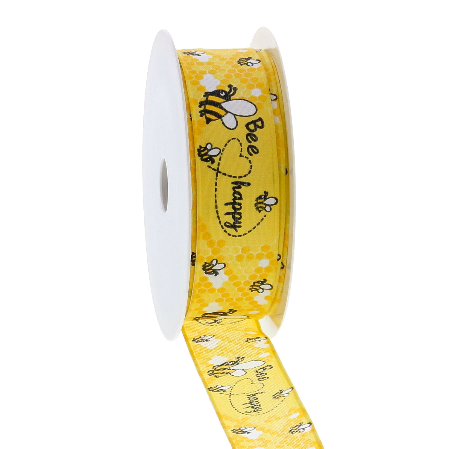 "Bee Happy" Ribbon   - 25 mm - 20 m