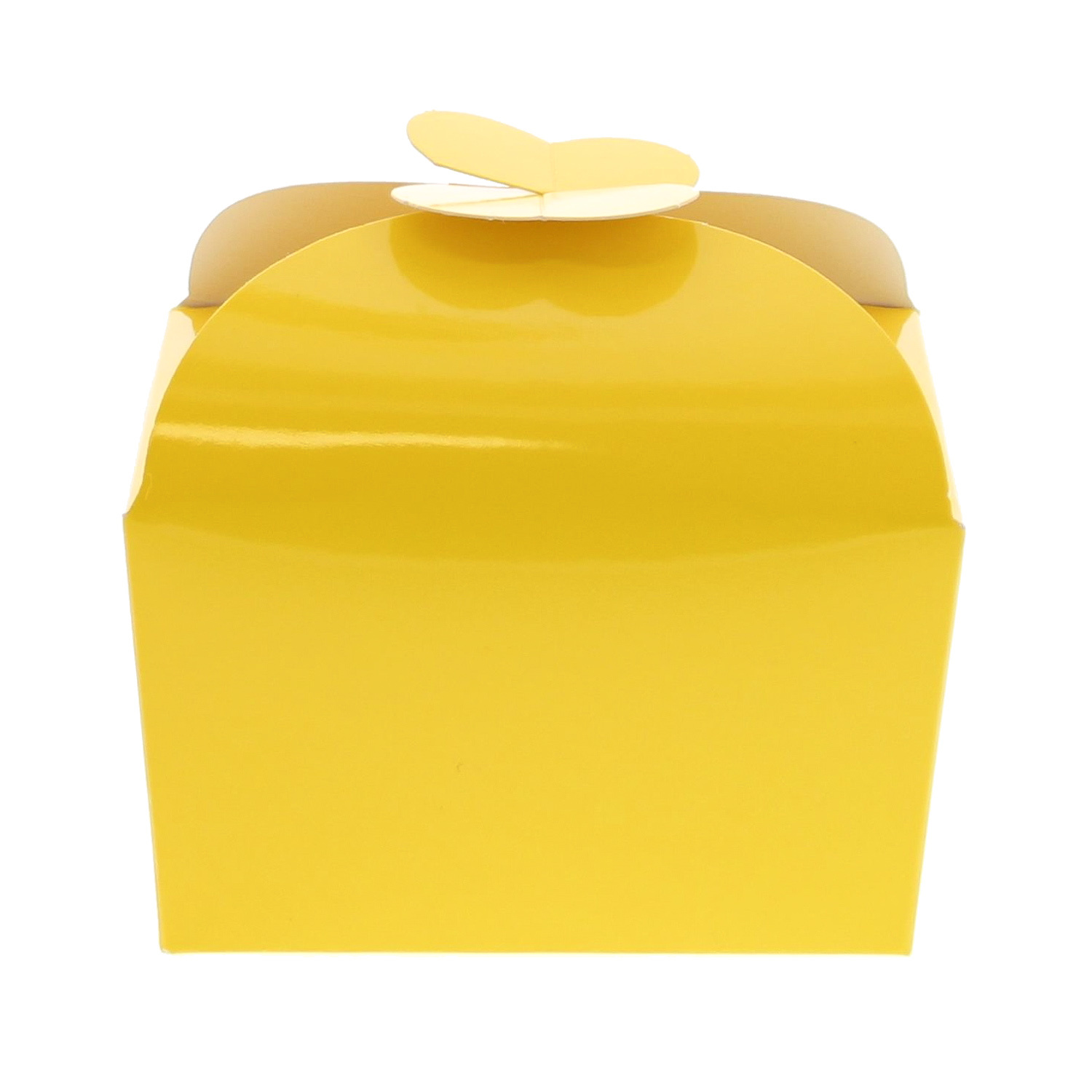 Ballotin fermeture papillon 250 gr jaune brillant - 105*85*85 mm - 48 pièces