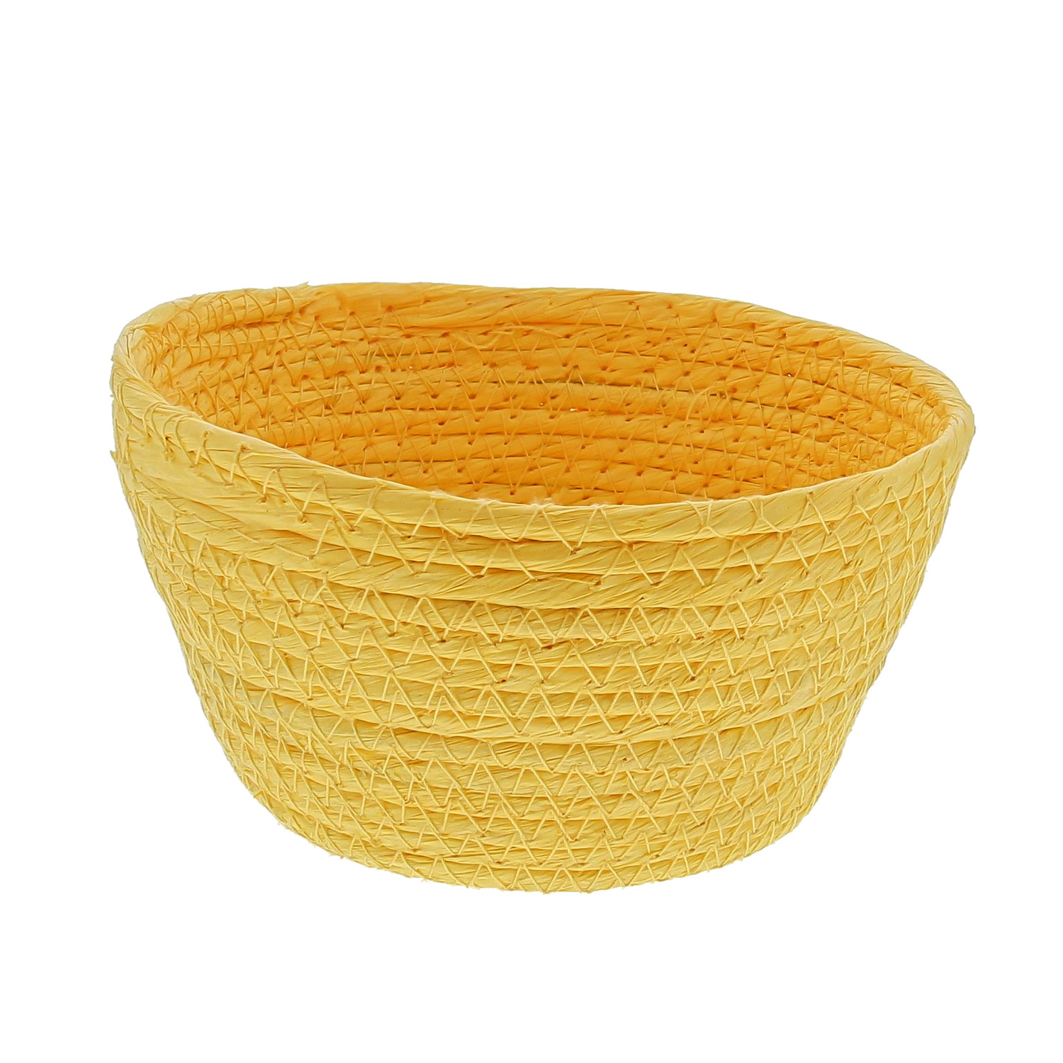 Ronde papier touw  mand - geel- 10 stuks