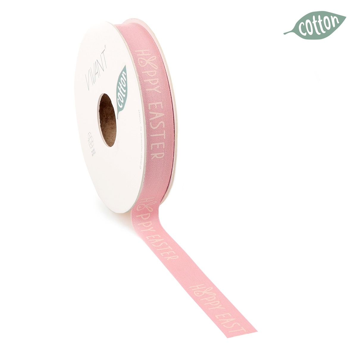 Ruban de Pâques en coton - rose - 15 mm x 20 m