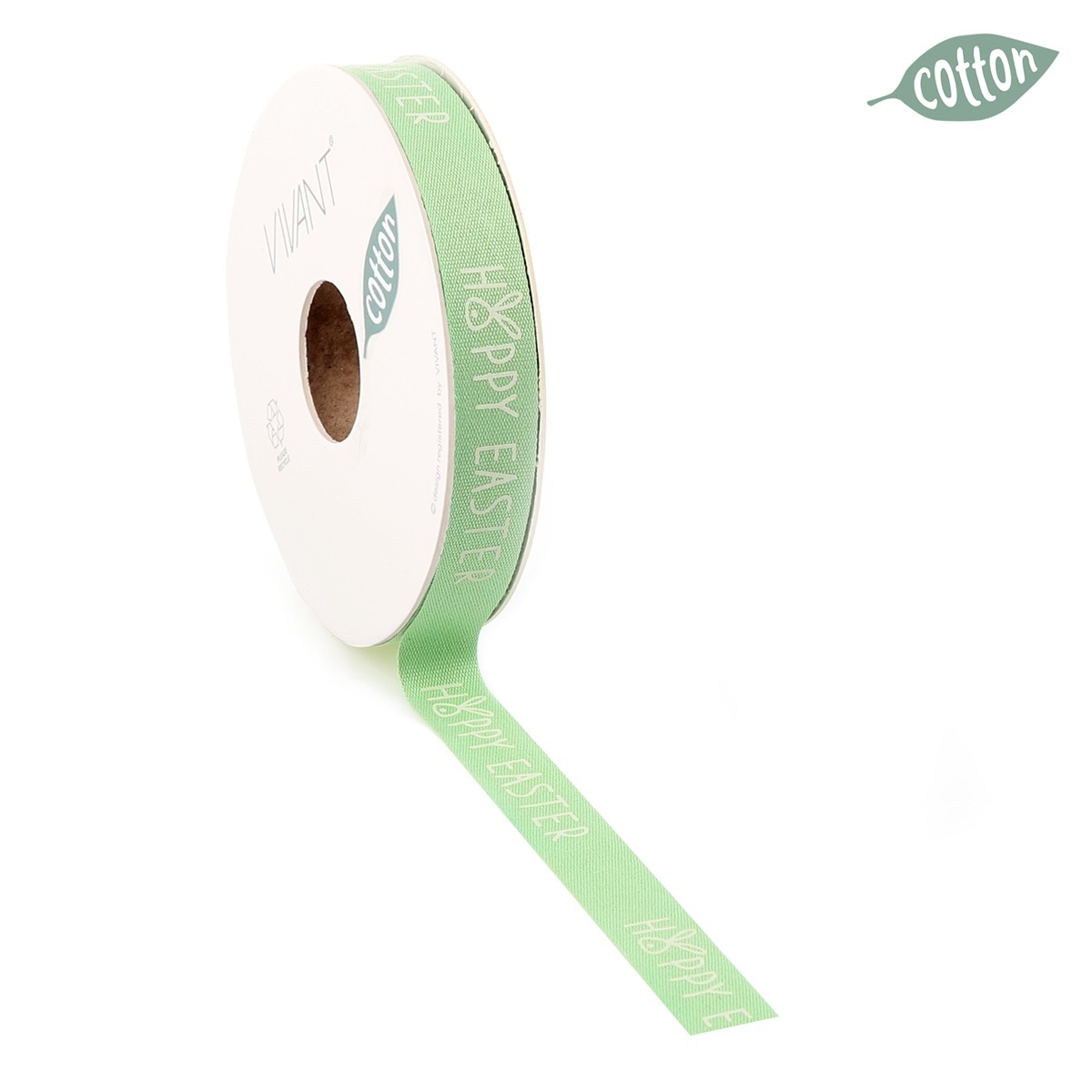 Cotton easter ribbon - green - 15 mm x 20 m