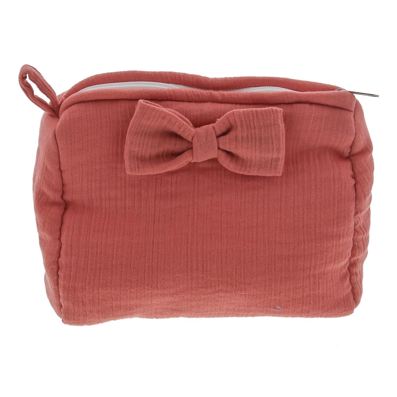 "Tetra" toiletry bag with bow old pink - 2 pieces