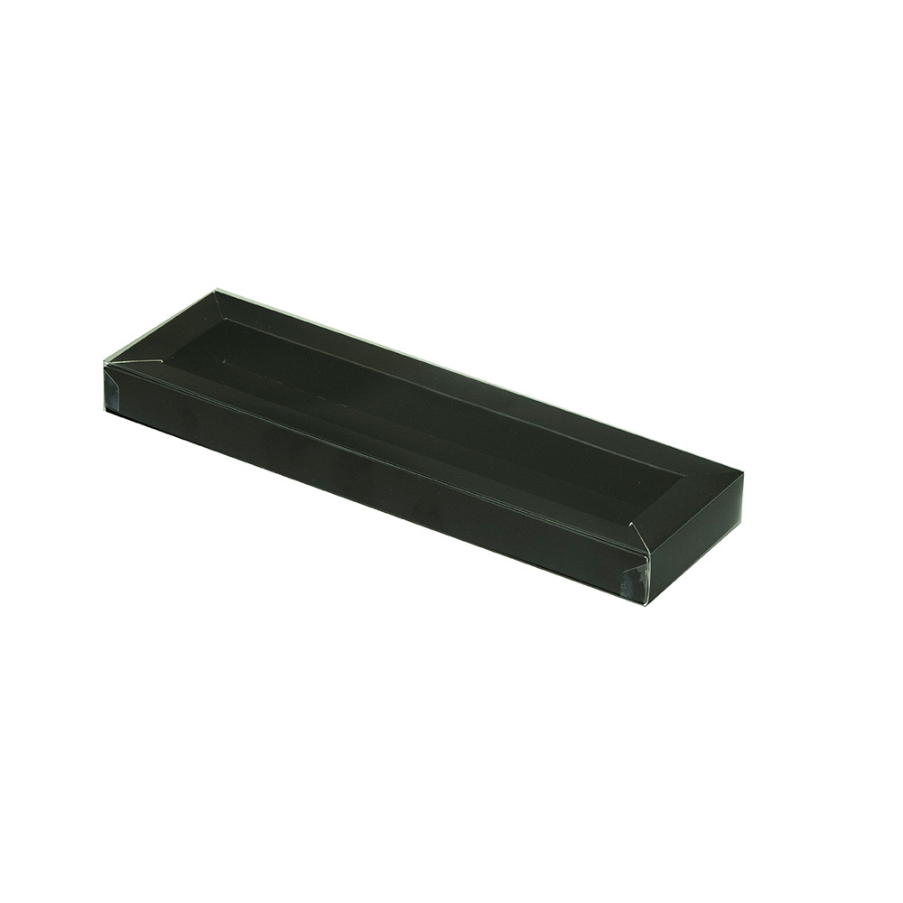 Rectangular box black with transparant lid - 200* 40*20mm - 28 pieces