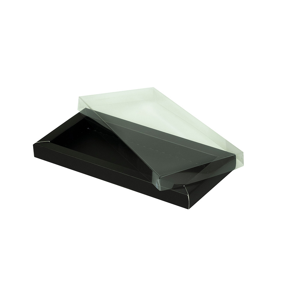 Rectangular box black with transparant lid - 200*80*20mm - 20 pieces