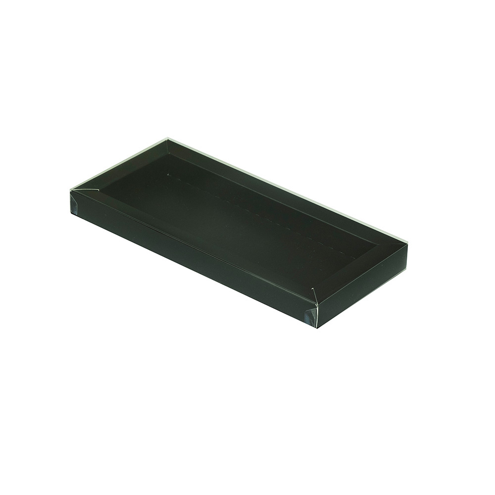 Rectangular box black with transparant lid - 200*80*20mm - 20 pieces