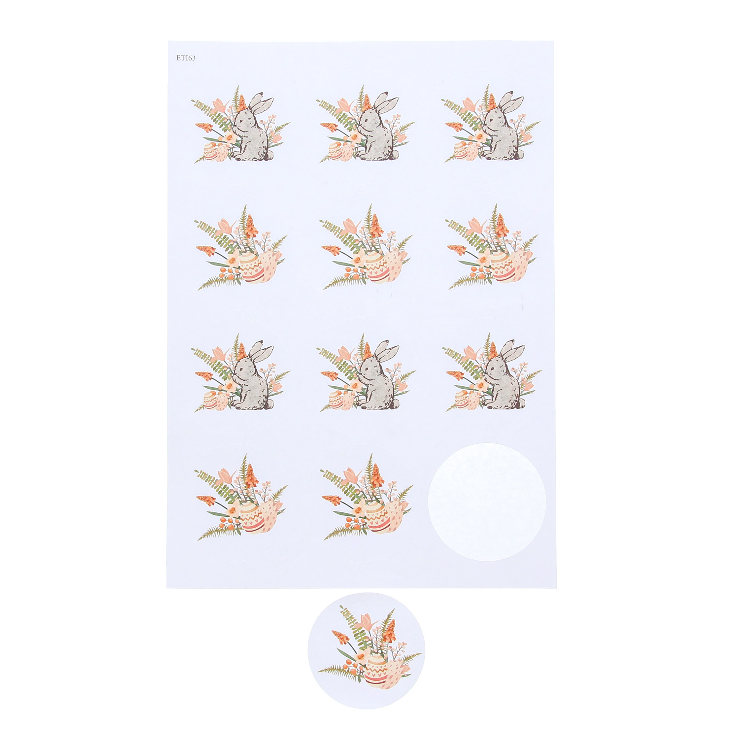 Sticker Bunny "Cute" - 6,35 cm ⌀ - 60 pieces