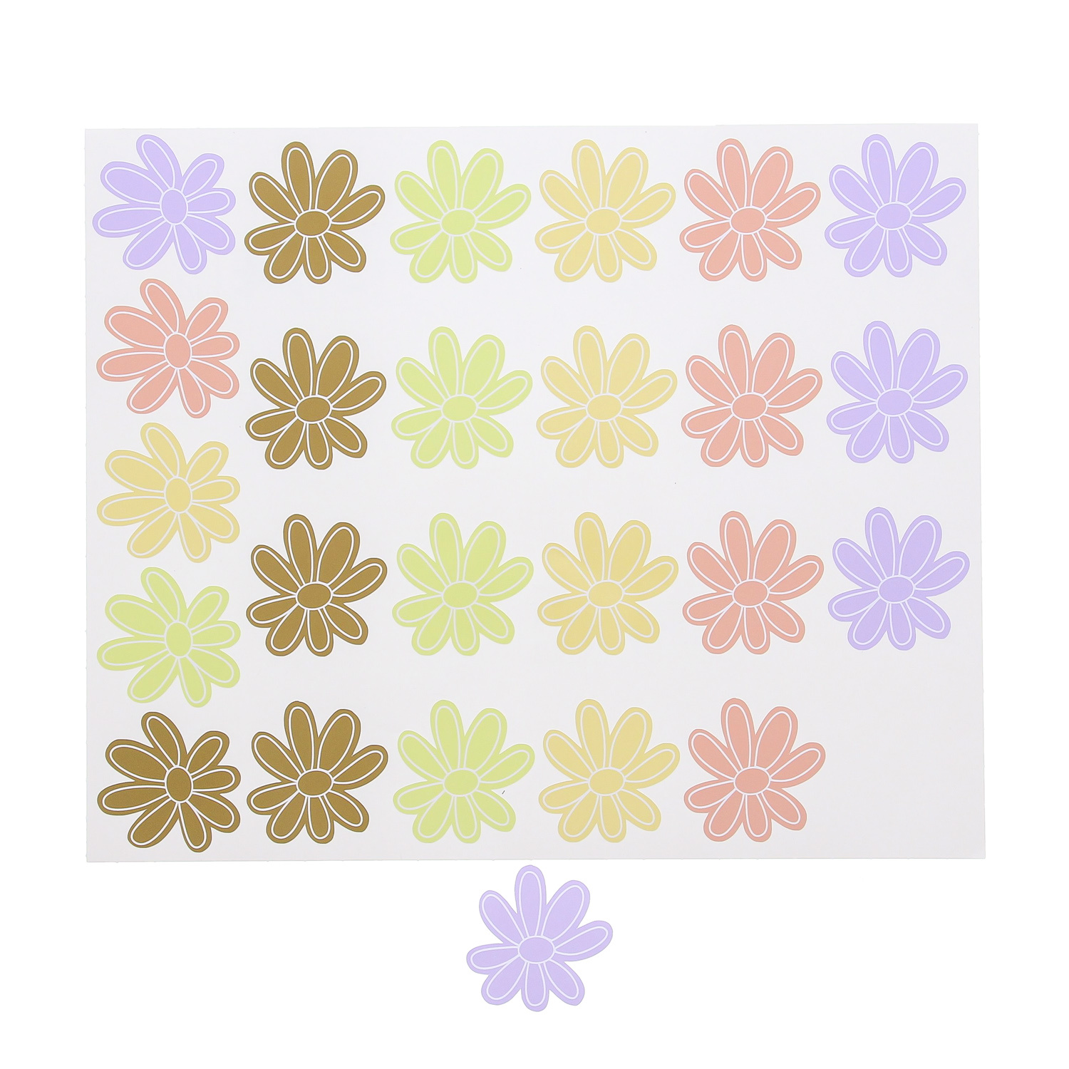 Aufkleber glänzende Blume "Pastell" 5 Farben - 125 stück