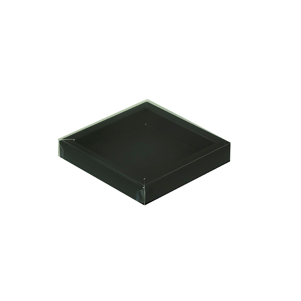 Rectangular box black with transparant lid - 100*100*20mm - 70 pieces