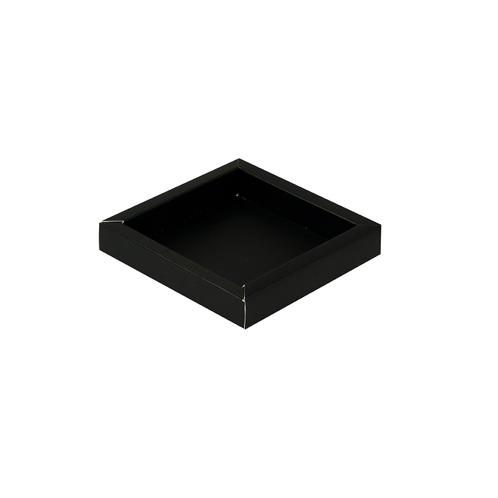 Rectangular box black with transparant lid - 100*100*20mm - 70 pieces