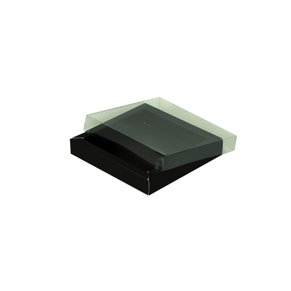 Rectangular box black with transparant lid - 100*100*20mm - 70 pieces