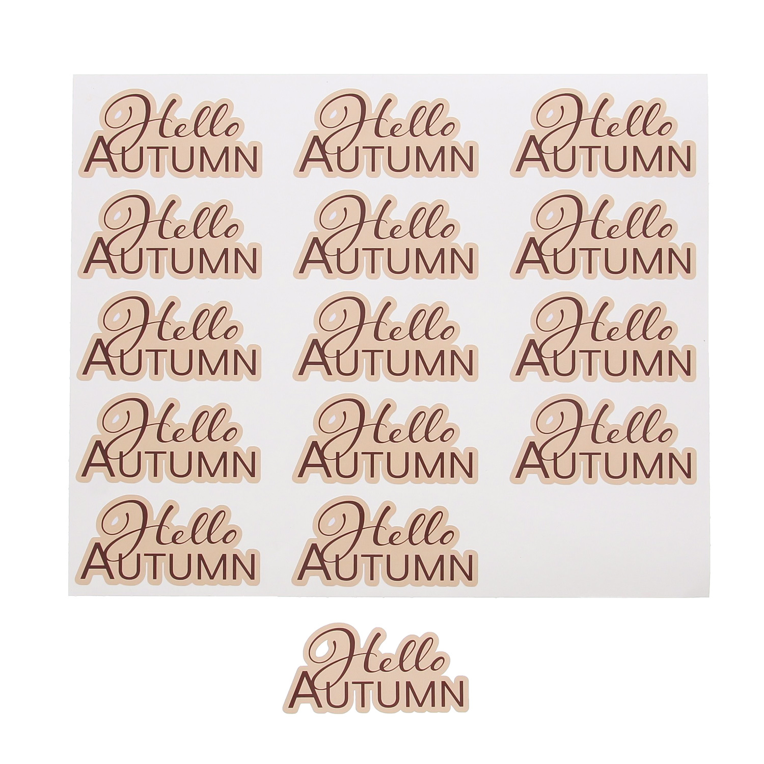 Sticker shiny "Musky Hello Autumn" text - 75 pieces