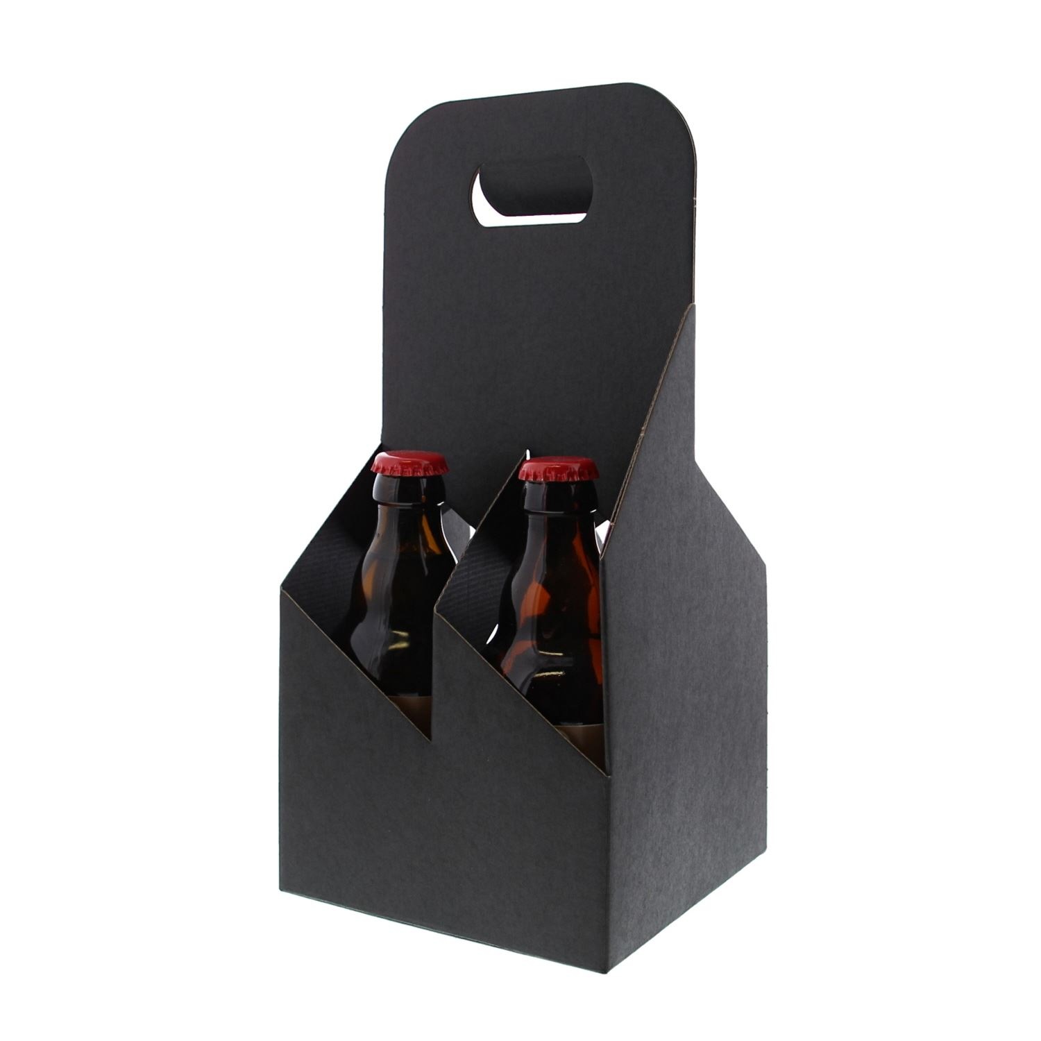 Carrying basket 4 bottles 7 cm "kraft nero" black - 150*150*320mm- 30 pieces