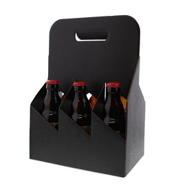 Carrying basket 6 bottles 7 cm "kraft nero" black