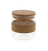 Storage jar with cork ring and lid round low - 6 pieces