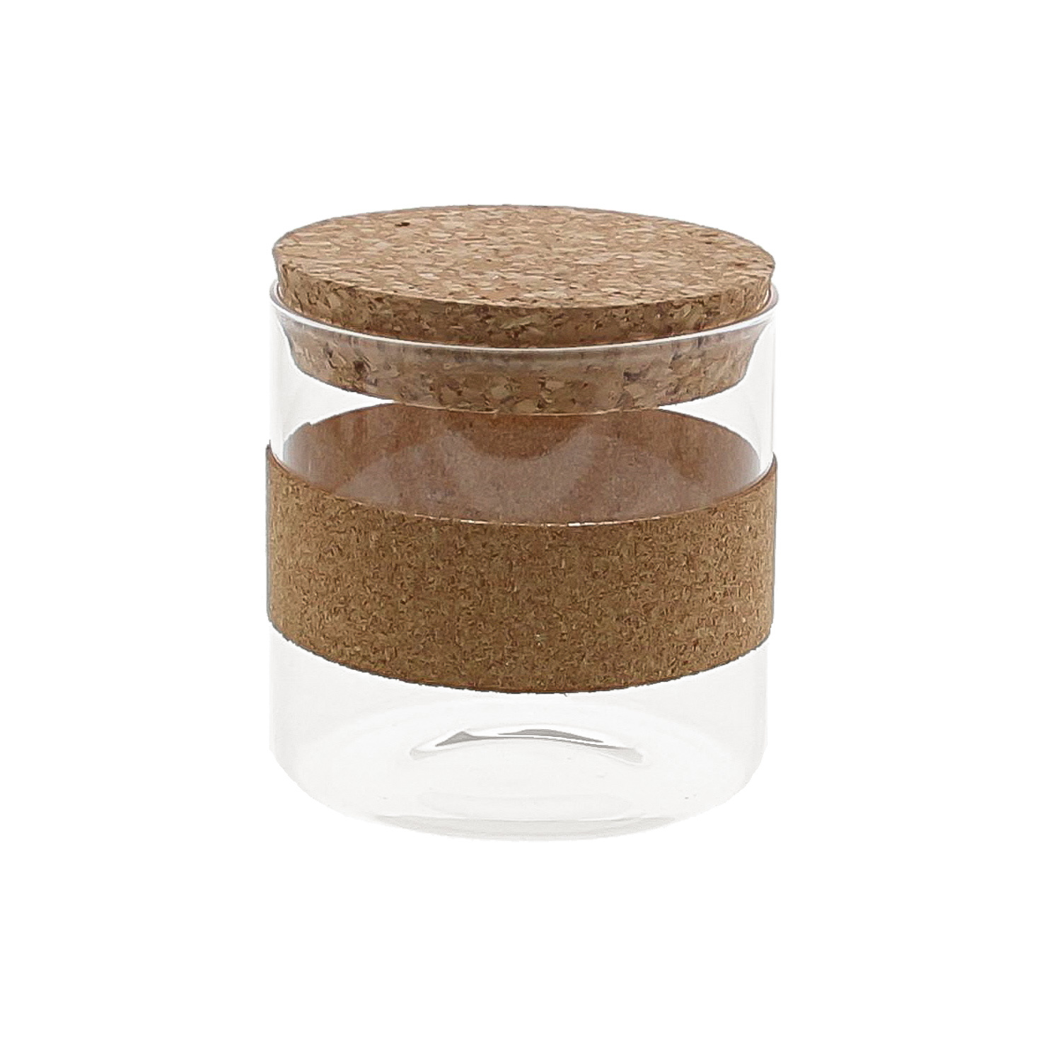 Storage jar with cork ring and lid round low - 6 pieces