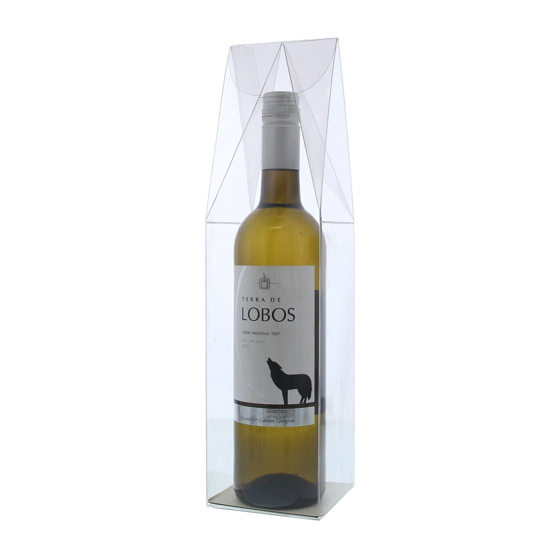 Transparent packaging for 1 bottle with white bottom- 90* 90*370 mm -10 stuks