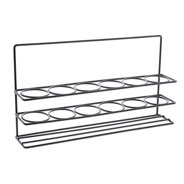 Schwarzer Metallhalter für 6 Röhrchen ø 3,5 cm GLA42427 - 8 stück