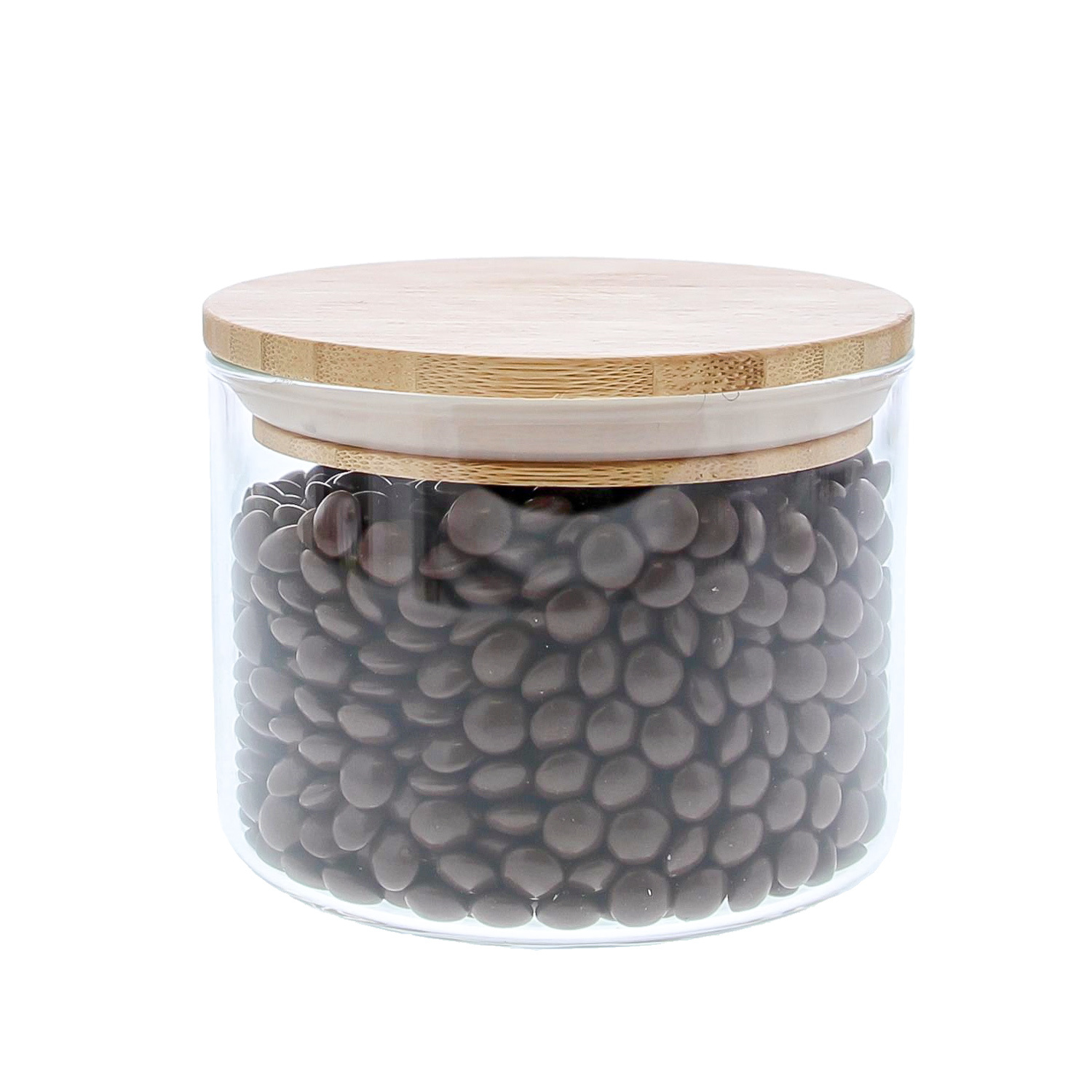 Storage jar with bamboo lid narrow medium -90*110mm - 6 pieces