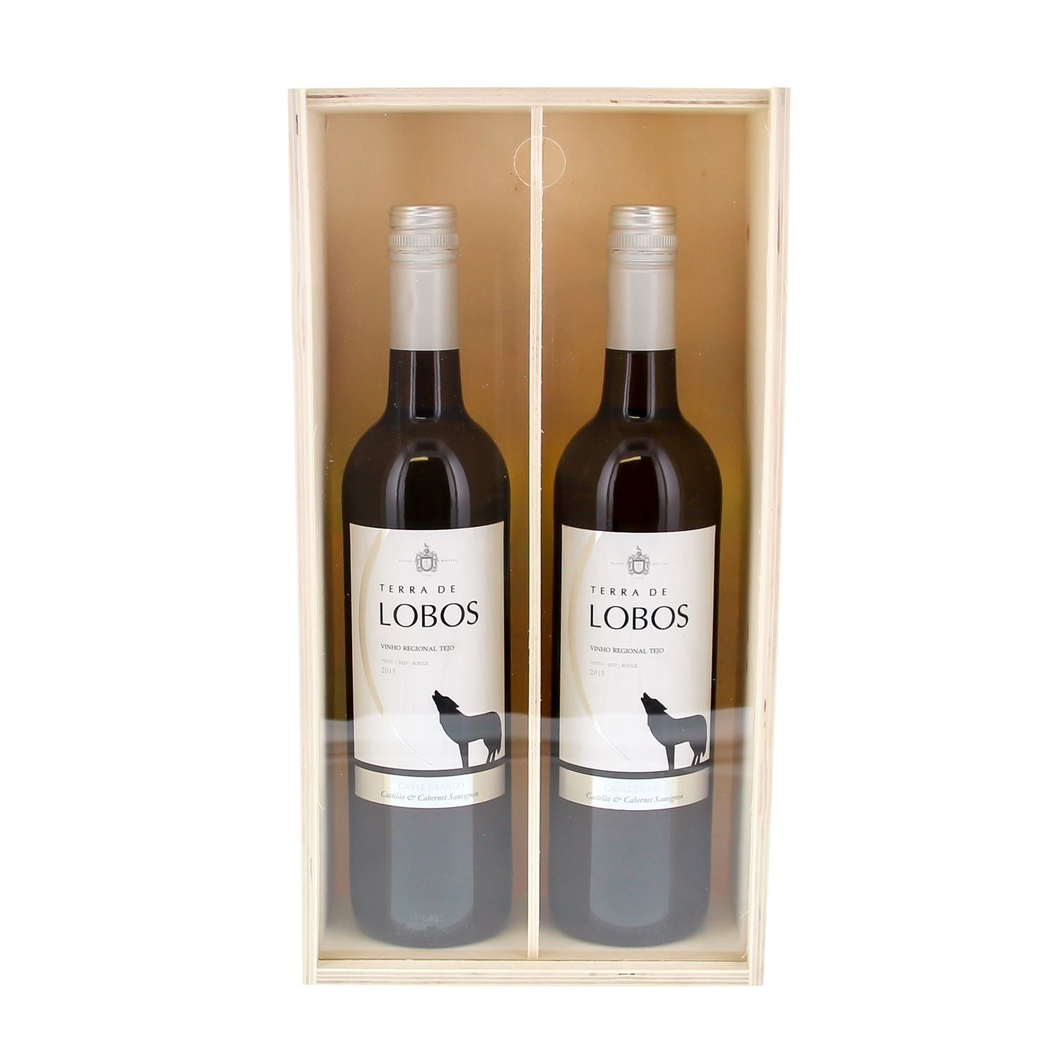 Porte-bouteille pour 2 bouteilles de 750 ml avec couvercle coulissant en plexi