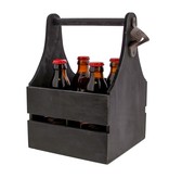 Wooden bottle holder for 4 wide bottles with opener black- 215*195*270 mm - 4  pieces