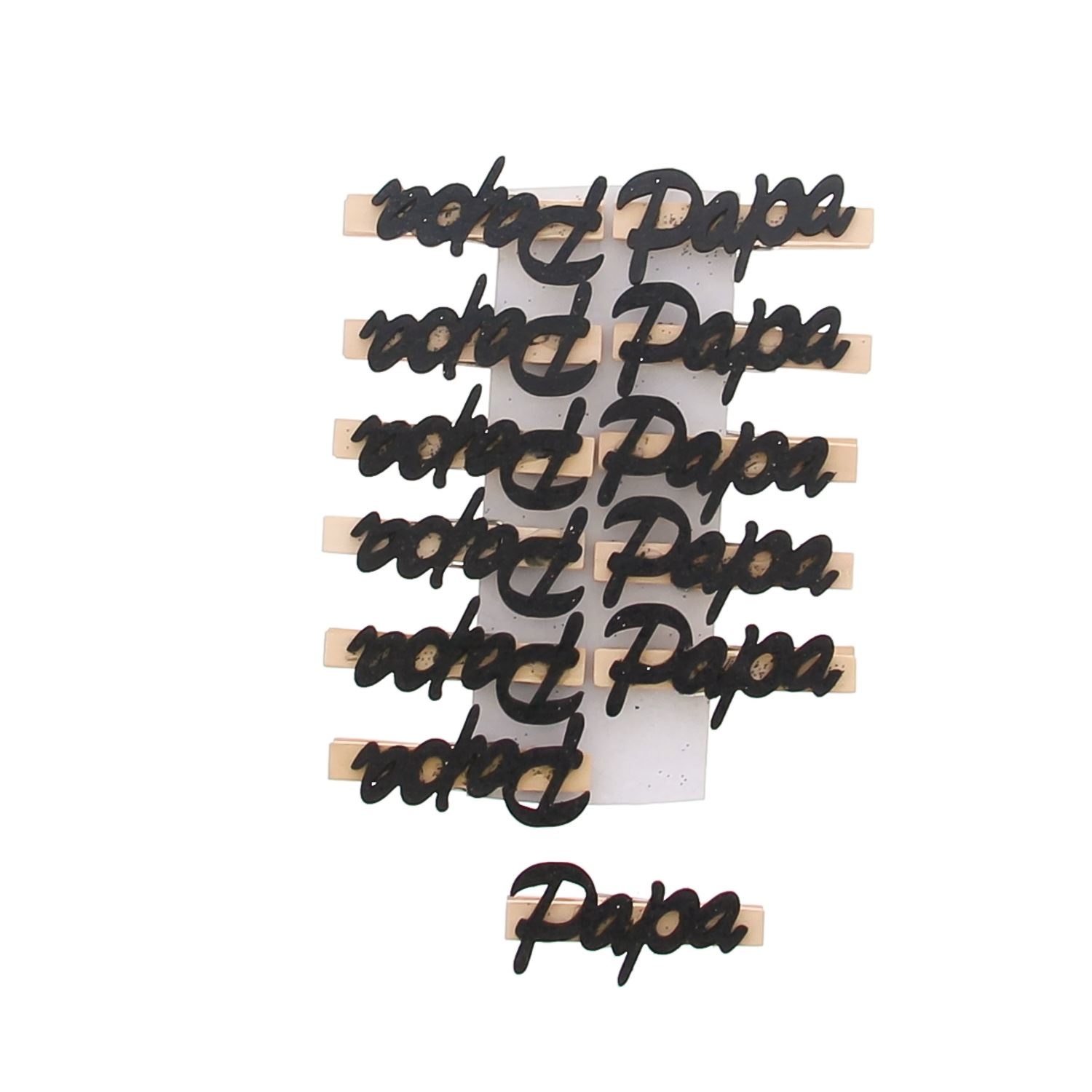 Tekst "Papa" op knijper zwart - 72 stuks