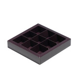 Boîte brun carré avec interiéur pour 9 pralines - 115*115*25mm - 40 pièces