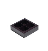 Brown square window box with interior for 4 chocolates - 75*75*25 mm - 30 pieces