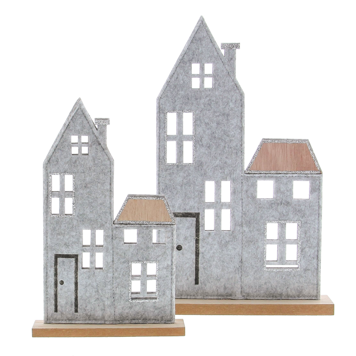 Double house in felt decoration 2 sets of 2 pieces - 197*315*50 mm