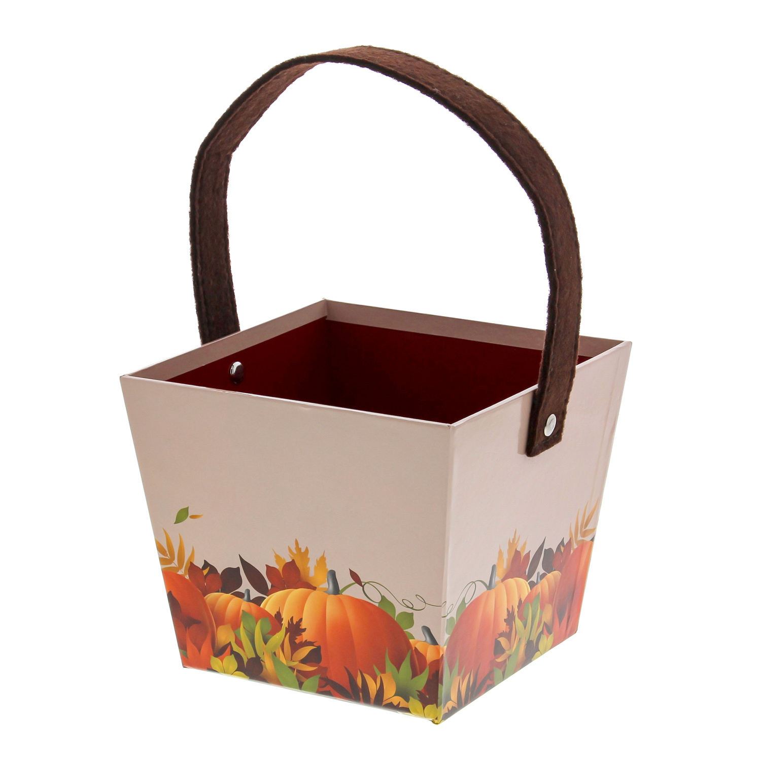 "Hello Autumn Musky" square basket with handle - 120*144*144 mm - 6 pièces