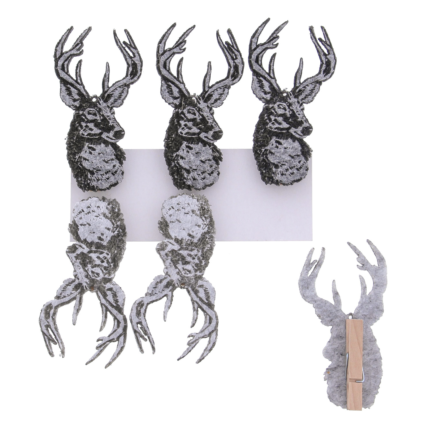 Broche Oh cerf gris 46*15*90 mm - 36 pièces