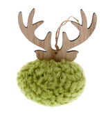 Pluizenbol met gewei hanger groen 90*90*120 mm - 12 stuks