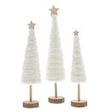 Sapins "cône peluche" blanc déco