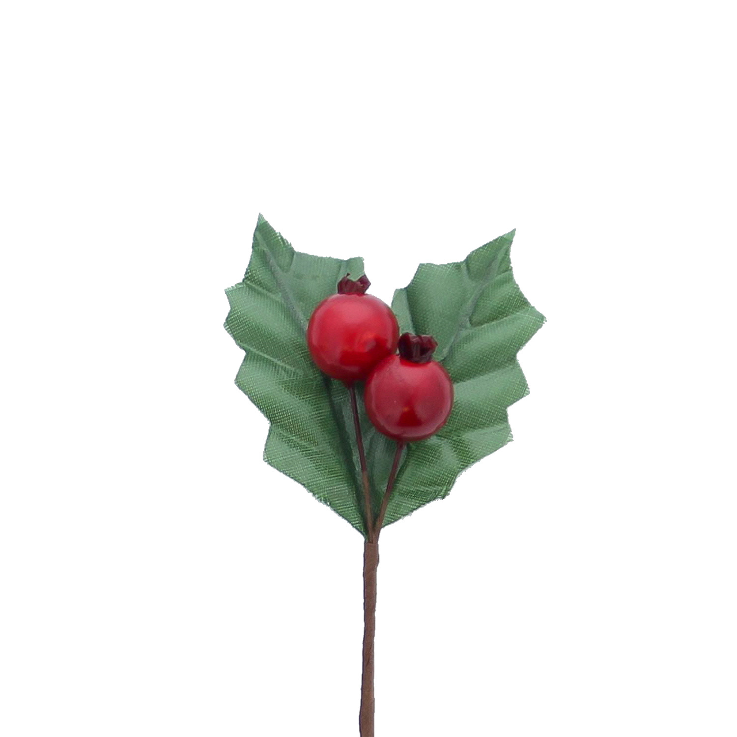 2 green holly leaves with 2 red berries 50*20*115 mm - 120 pieces
