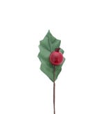 1 hulstblad groen met 1 rode bes 30*20*110 mm - 120 stuks