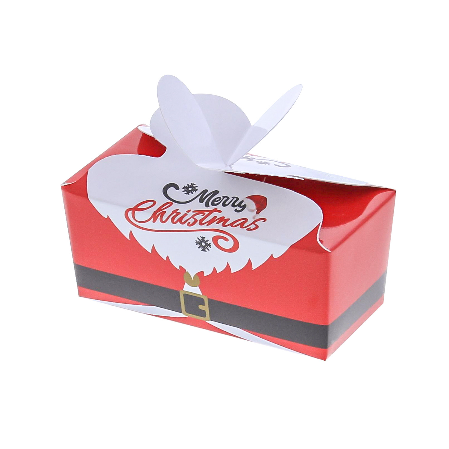 Schmetterlingsschachtel 2 Pralinen „Santa Belly“ Frohe Weihnachten 70*35*35 mm - 100 Stück