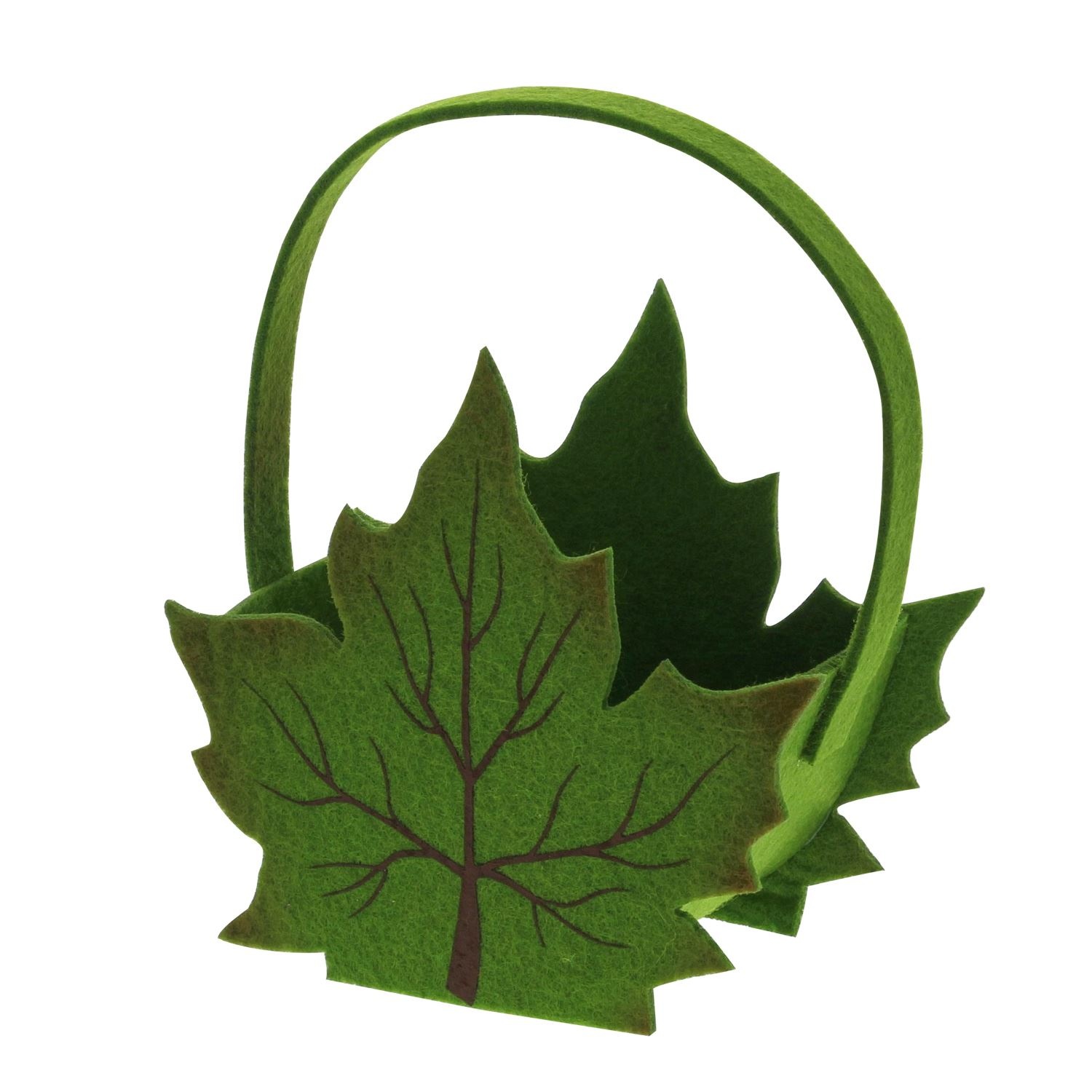 Herfstblad mandje met hengsel groen 15 cm - 150*180*75mm - 6 stuks