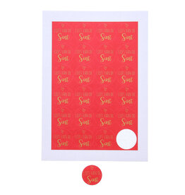 Sticker "Liefs van de Sint"  avec cœur rouge / or - 4 cm