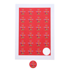 Sticker "Liefs van de Sint"  met muts rood - 4 cm