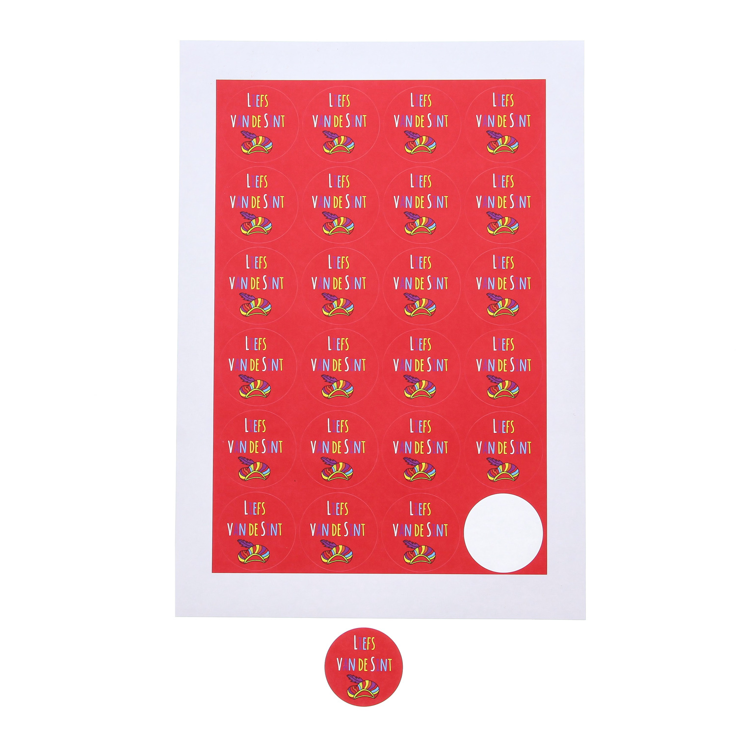 Sticker "Liefs van de Sint"  met muts rood - 4 cm - 120 stuks