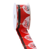 Ribbon with wire Santa Belly "Merry Christmas" red - 40mmx20m