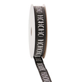 Ribbon with thread Santa Belly "HOHOHO" puff black - 15mmx15m