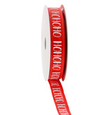 Ribbon with thread Santa Belly "HOHOHO" puff red - 15mmx15m