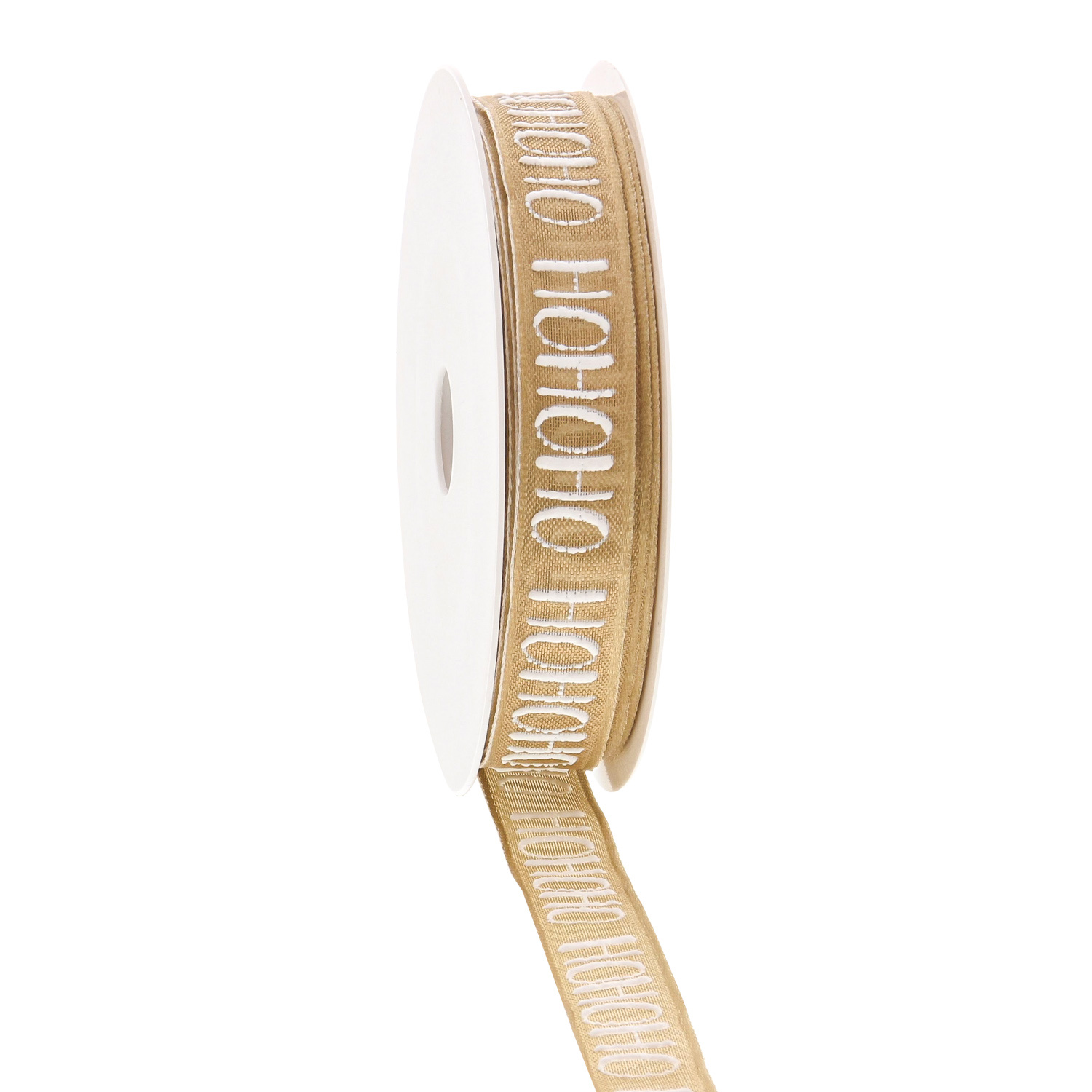 Band mit Faden Santa Belly „HOHOHO“ Puff gold – 15 mm x 15 m