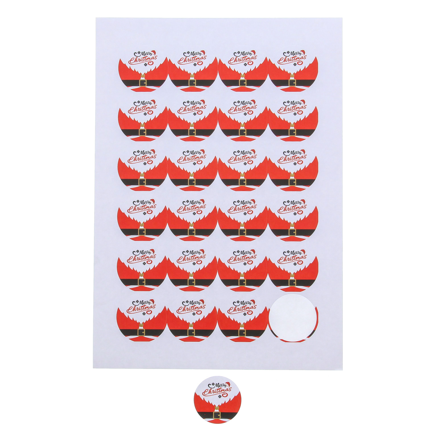 Sticker 4 cm "Santa Belly" Merry Christmas - 120 pieces