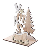 "XMAS" Christmas scene sleigh tree text white-natural - 150*90*175 mm - 4 pieces