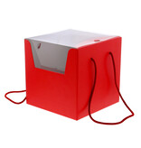 Package box with cord "Lino Rosso" red - 210*210*210 mm - 20 pieces