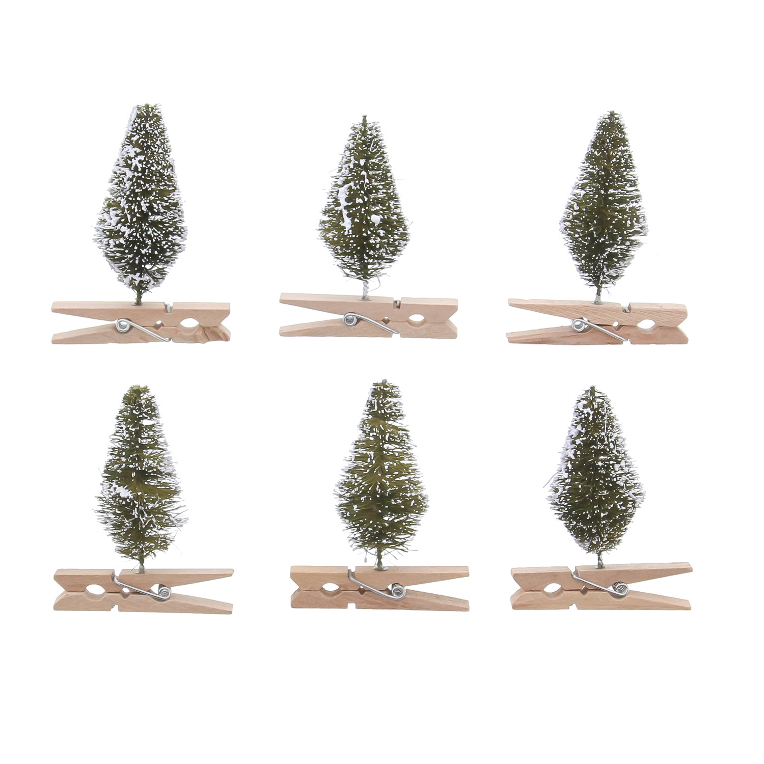 Weihnachtsbaum "Brush" Grün verschneit Klammer - 25*4,8*60mm - 36 Stück