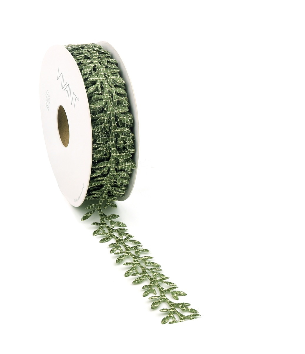 LIVA ribbon green/gold - 25mm/10m